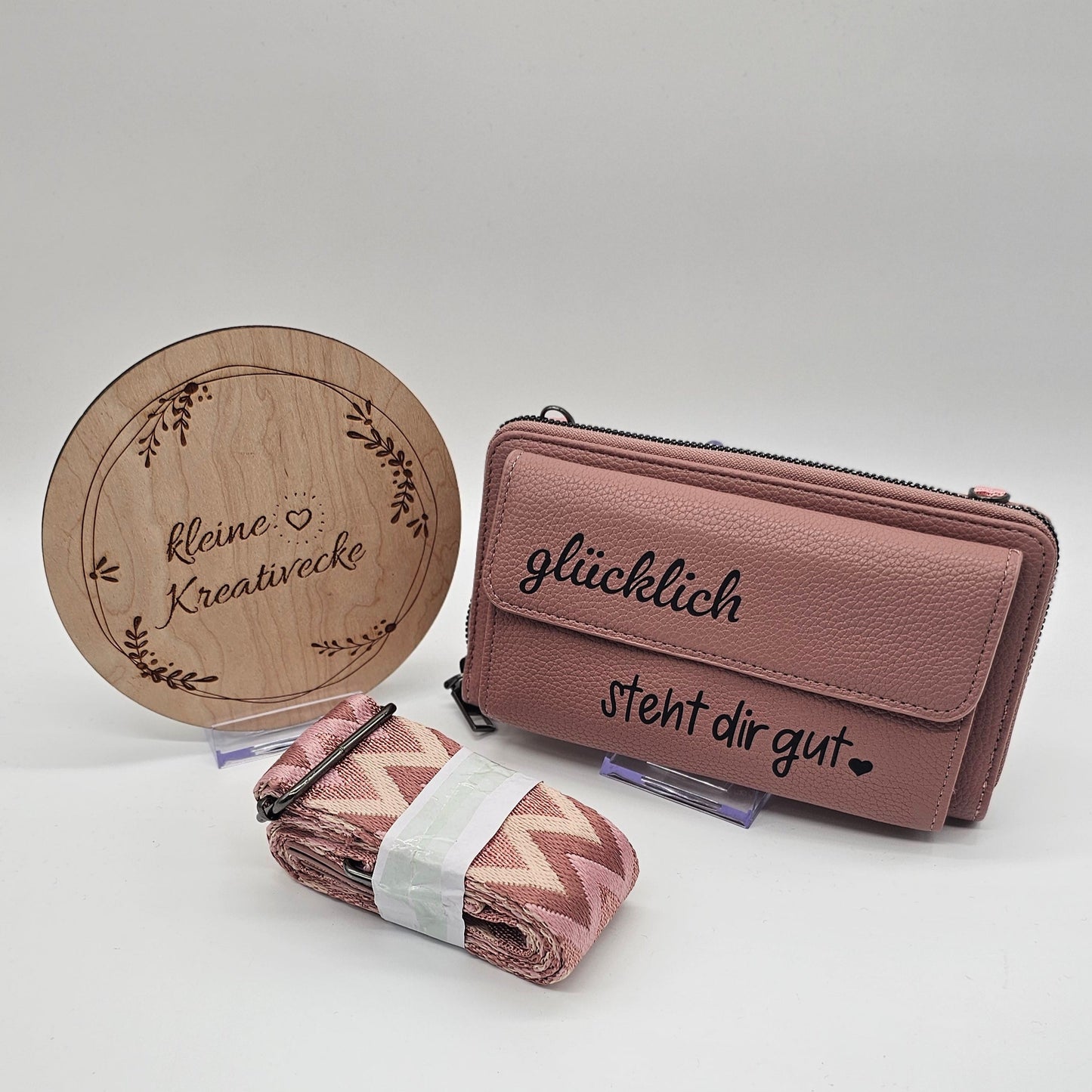 Handytasche mit Portemonnaie quer | glücklich